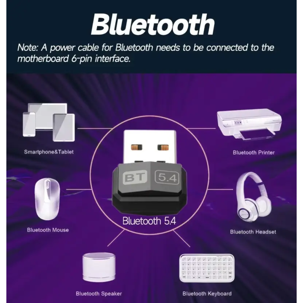 Bluetooth адаптер Dongle USB Bluetooth 5.4 Plug and play