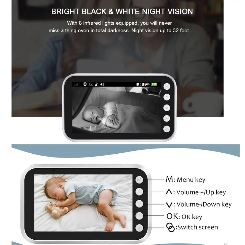 Відеоняня Baby Monitor ABM100 з монітором 4.3''  оглядом 360° двостороннім зв'язком та нічним баченням
