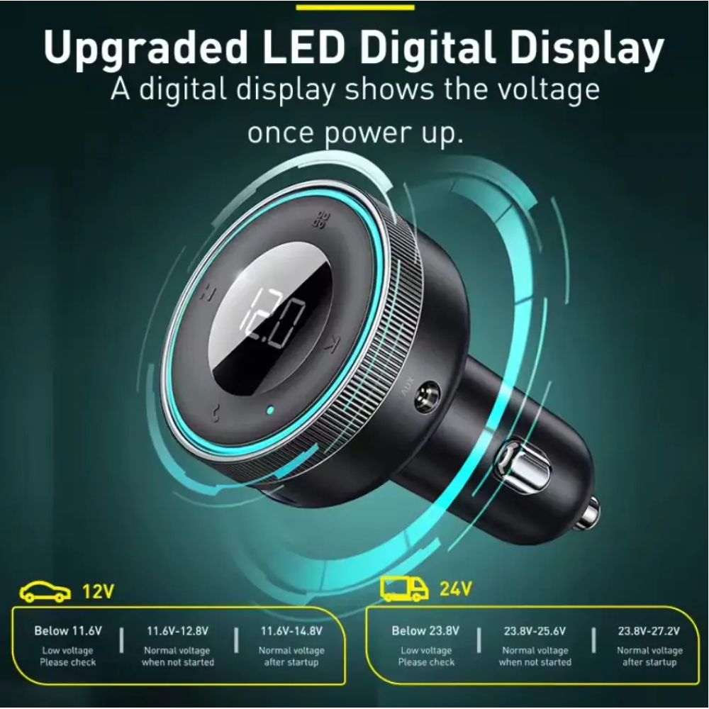 FM-трансмітер Baseus Enjoy Car Wireless MP3 Charger Black (CCLH-01) + зарядний пристрій