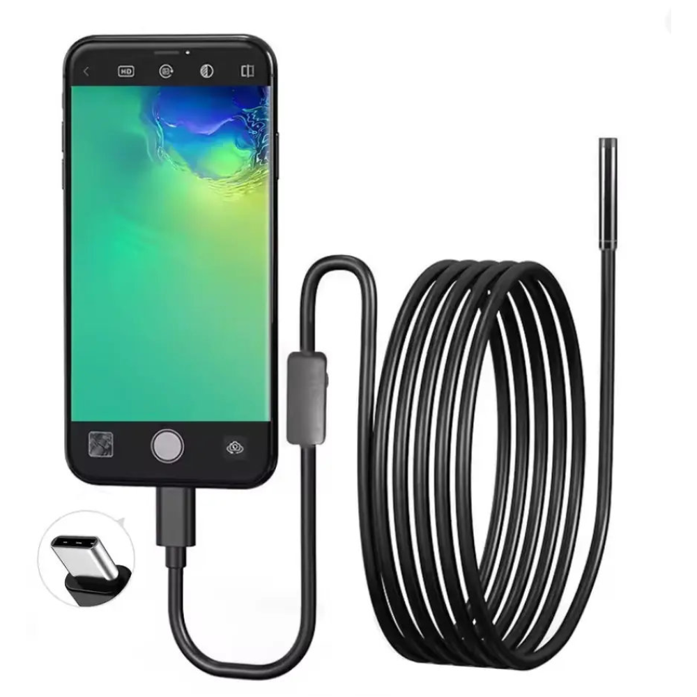 Ендоскоп для смартфону Android і ПК Type-C. 3-в-1. Гнучкий кабель 2 м. Діаметр камери: 5,5 мм