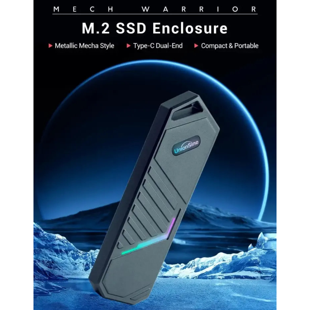 Зовнішня кишеня NVME m.2 SSD USB 3.0 + Type-C UnionSine KFS102 10G USB3.2 Gen2