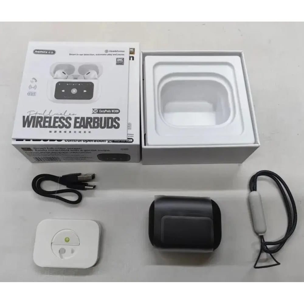 Bluetooth TWS навушники Remax W30N CozyPods з дисплеєм. Білі