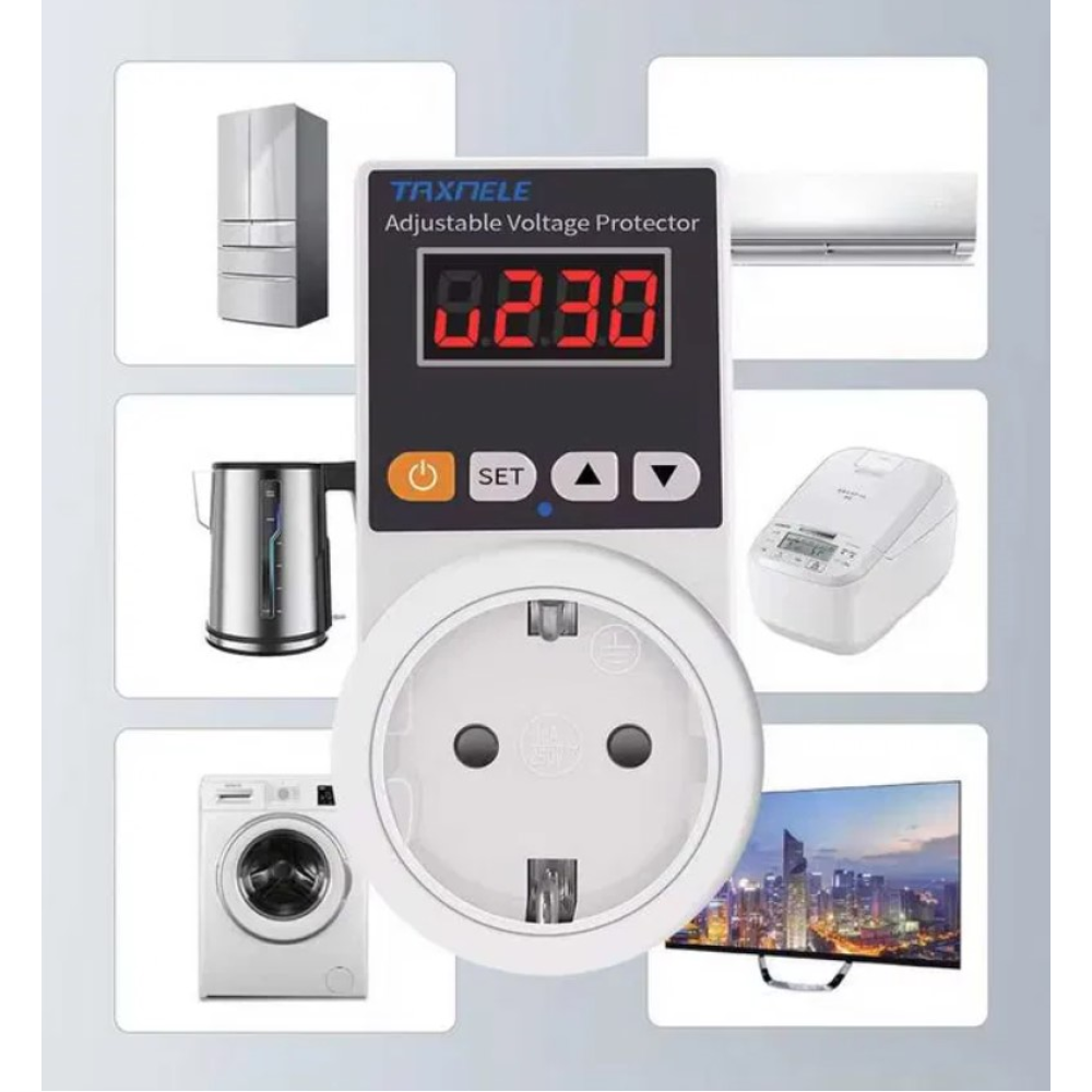 Захисне реле напруги в розетку Taxnele 3000W 140-300V 16A