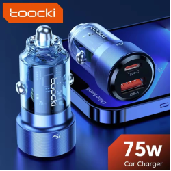 Автомобильное зарядное устройство 75W Toocki PD+QC 1C+1A Fast Car Charger