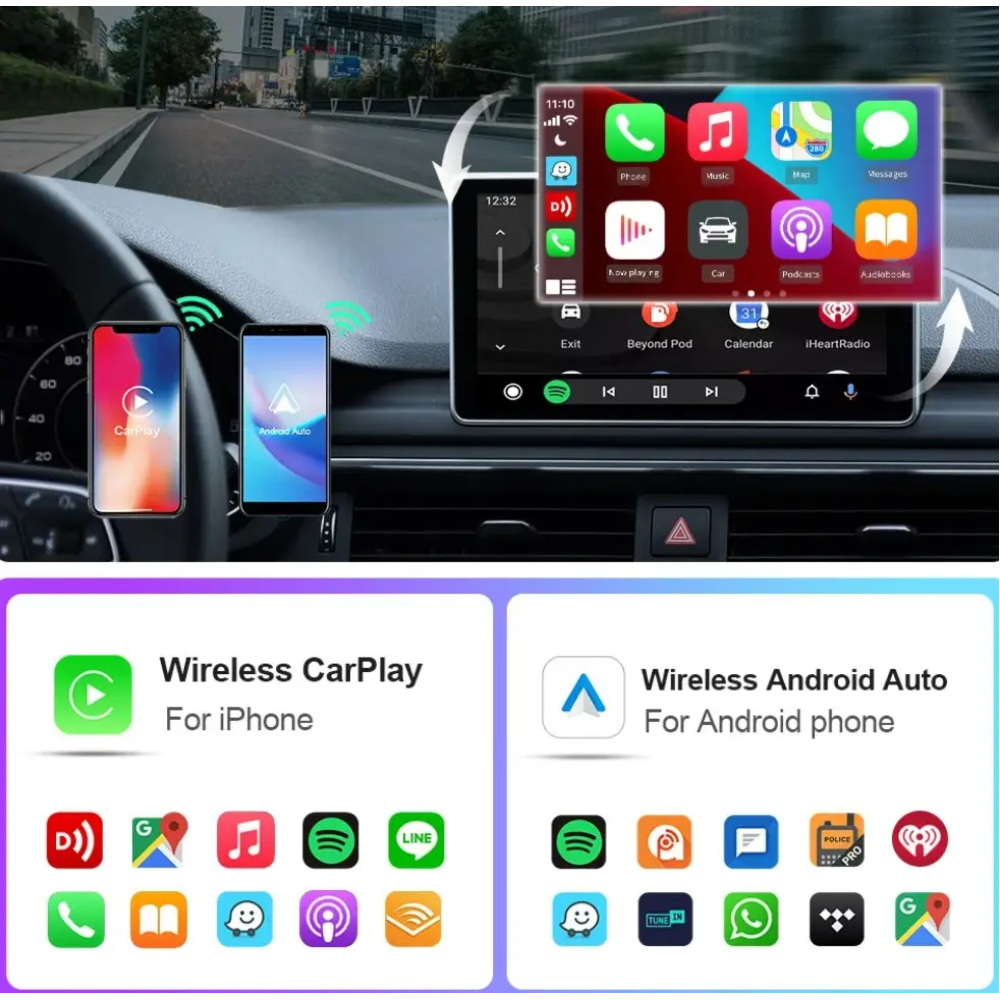 Адаптер бездротовий для Apple CarPlay та Android Auto 2in1 USB WIFI5 Bluetooth 5.0 З перехідниками