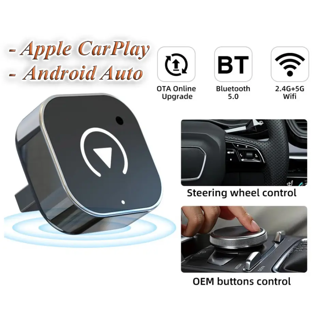 Адаптер бездротовий для Apple CarPlay та Android Auto 2in1 USB WIFI5 Bluetooth 5.0 З перехідниками