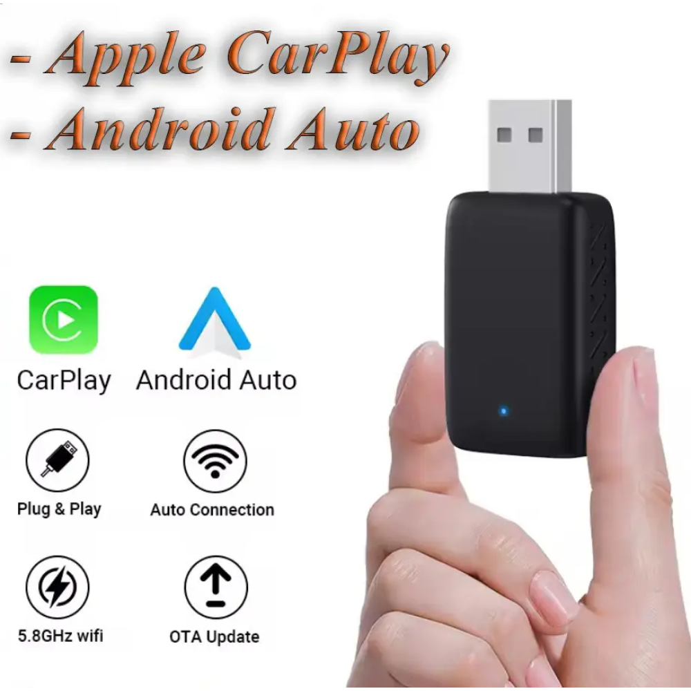 Адаптер бездротовий для Apple CarPlay та Android Auto 2in1 USB WIFI5 Bluetooth 5.0 з OTG перехідником