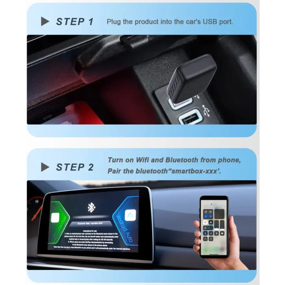 Адаптер бездротовий для Apple CarPlay та Android Auto 2in1 USB WIFI5 Bluetooth 5.0 з OTG перехідником
