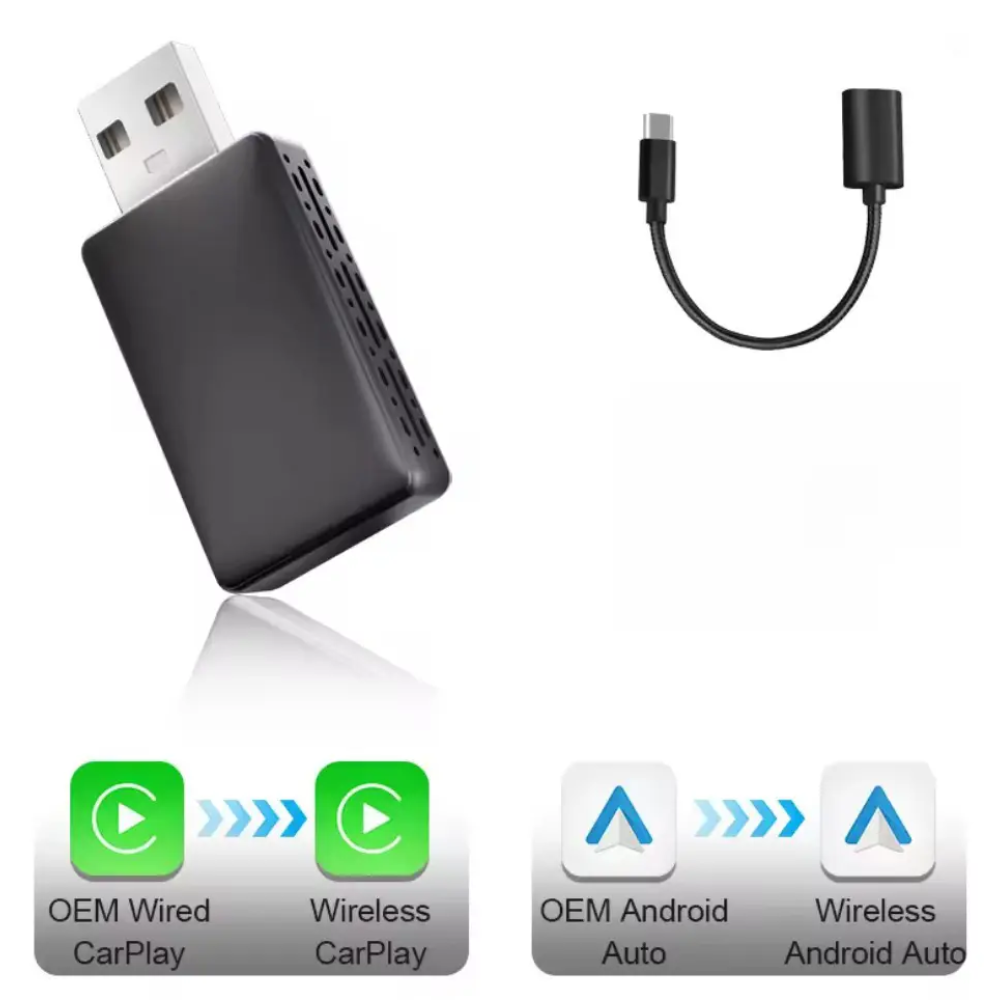 Адаптер бездротовий для Apple CarPlay та Android Auto 2in1 USB WIFI5 Bluetooth 5.0 з OTG адаптером