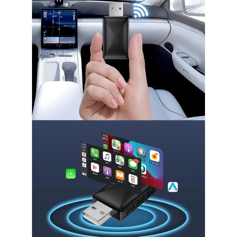 Адаптер бездротовий для Apple CarPlay та Android Auto 2in1 USB WIFI5 Bluetooth 5.0 з OTG адаптером