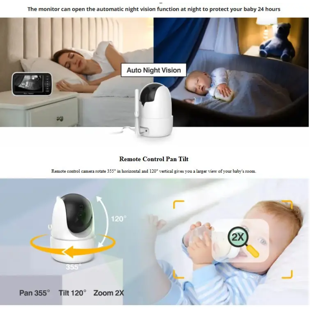 Відеоняня Baby Monitor SM651 з монітором 5'' двостороннім зв'язком та нічним баченням