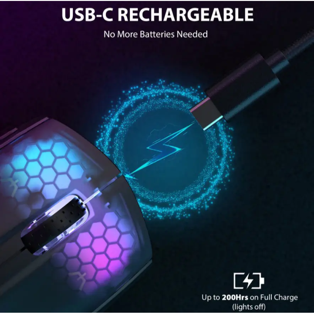 Миша бездротова ігрова ATTACK SHARK X5 чорна. 3 підключення. Радіо 2.4Ghz + Bluetooth 5.0 + type-c