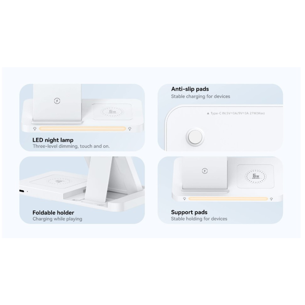 Бездротовий зарядний пристрій 22W REMAX Minxl Series 3-in-1 Foldable Wireless Charger RP-W60 Білий
