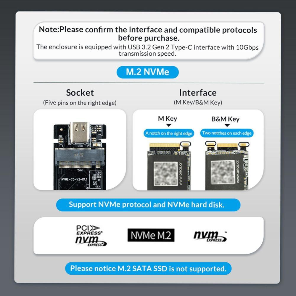 Зовнішня кишеня m.2 nvme SSD USB 3.0 + Type-C SmartGo