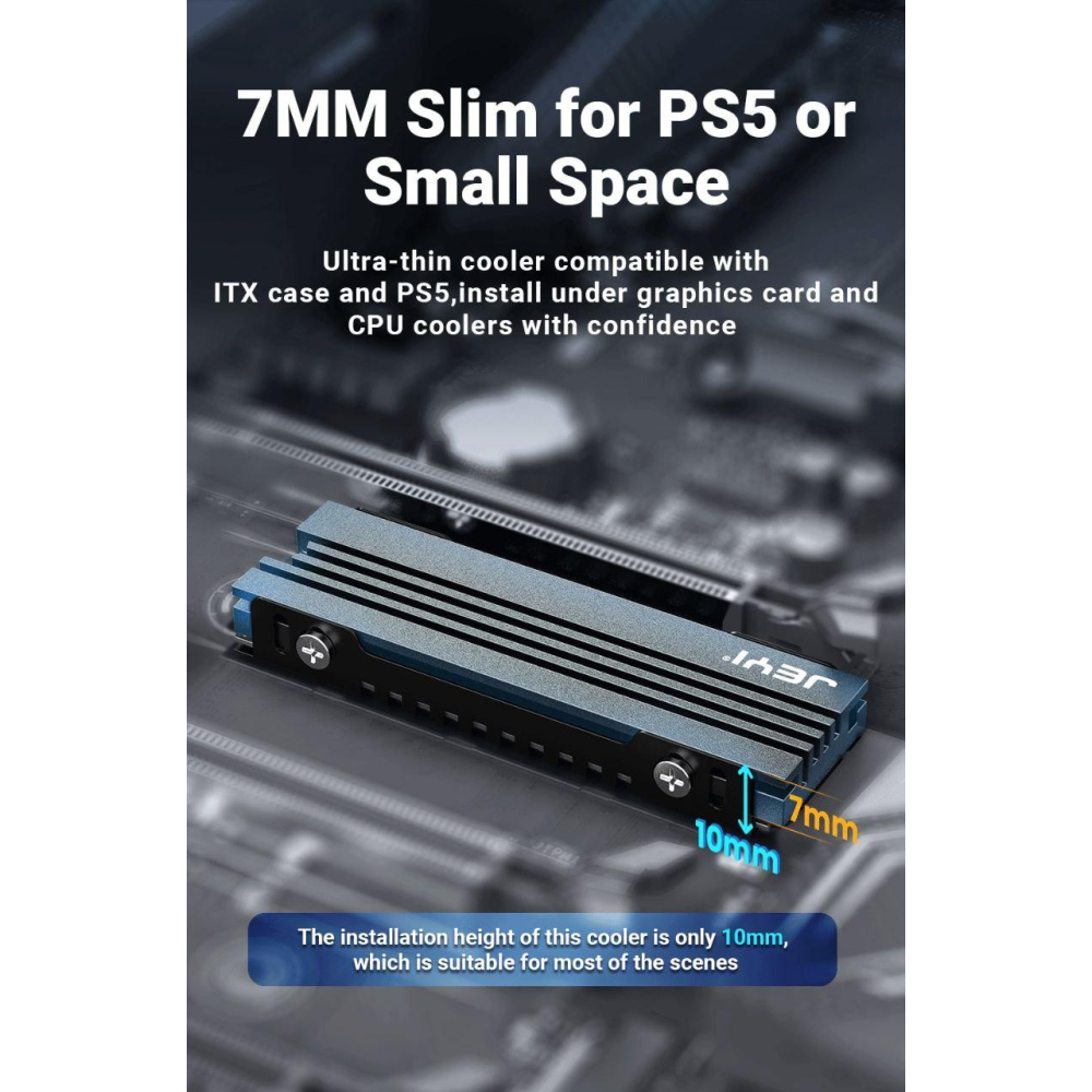 Радіатор охолодження SSD M.2  2280 + термопрокладки Jeyi Warship PRO сумісність із PS5