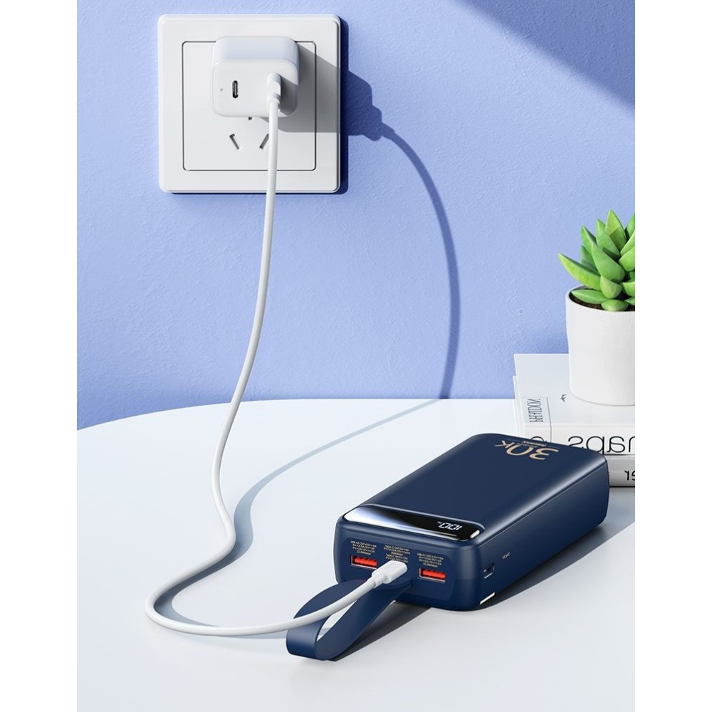 Powerbank 30000mAh 22.5W  Remax RPP-522  QC3.0 PD Швидка зарядка. Ліхтар. Синій