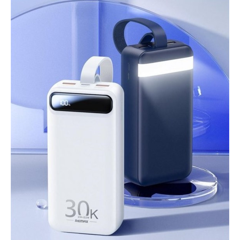 Powerbank 30000mAh 22.5W  Remax RPP-522  QC3.0 PD Швидка зарядка. Ліхтар. Синій