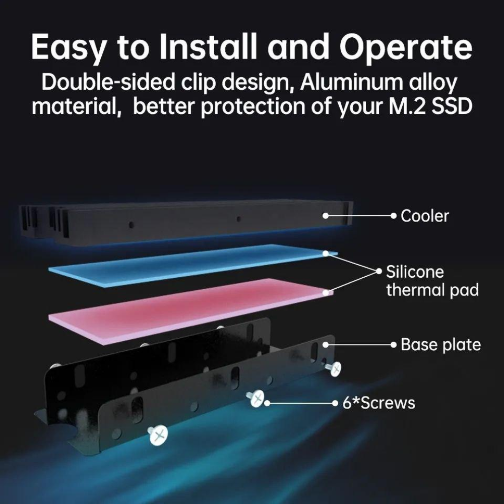 Радіатор охолодження SSD M.2  2280 + термопрокладки FinalCool Glacier M2 сумісність із PS5