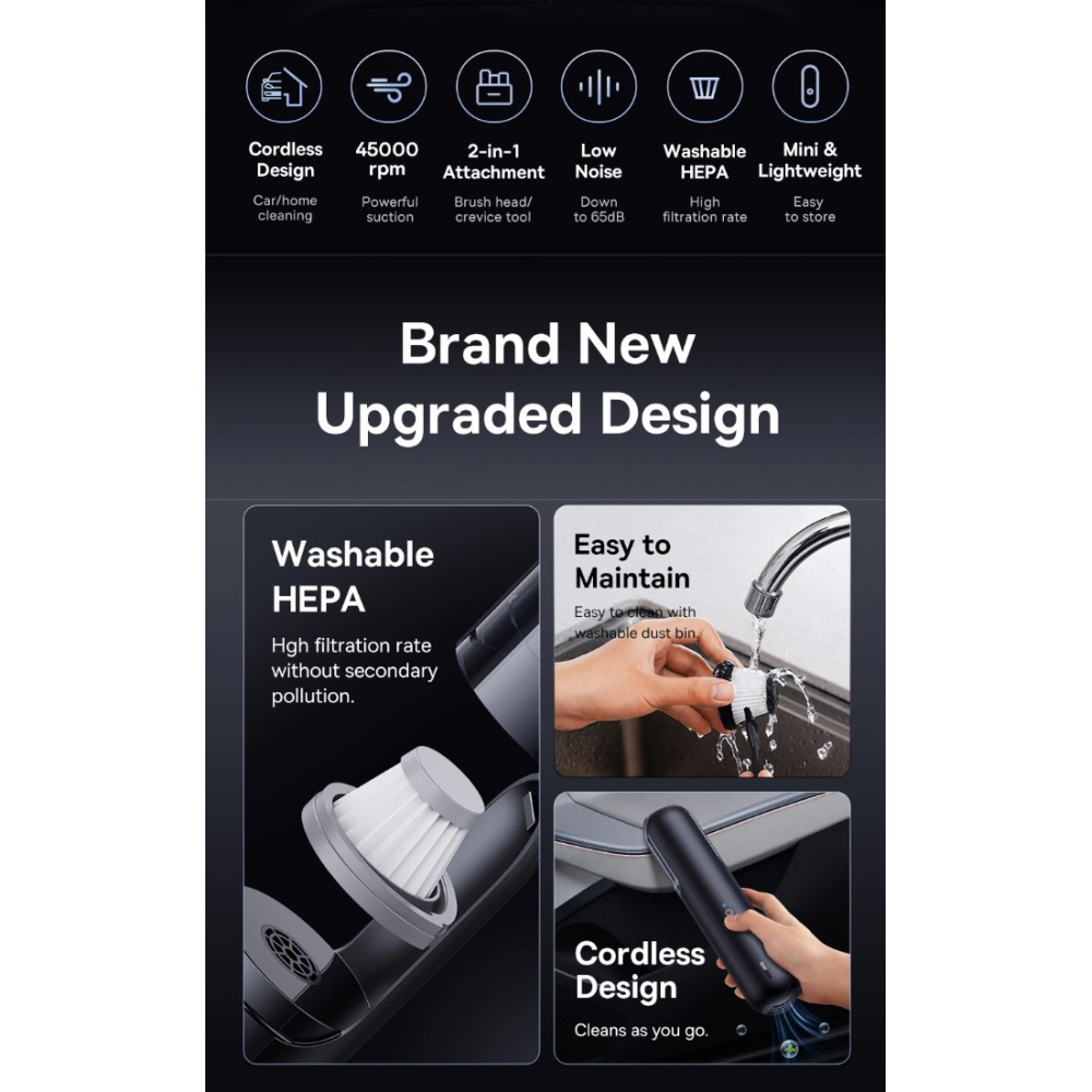 Автомобільний пилосос Baseus A0Pro Car Vacuum Cleaner портативний