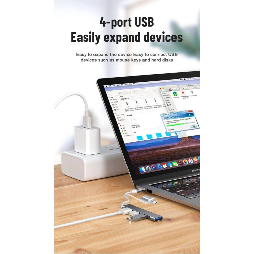 Type-c USB 3.0 хаб SmartGo 4 порти UniversalPort SmartGo