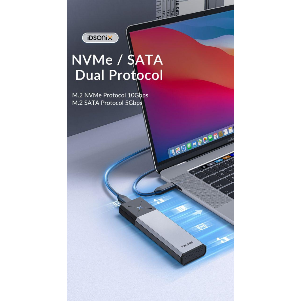 Зовнішня кишеня NVME NGFF m.2 SSD USB 3.0 + Type-C iDsonix
