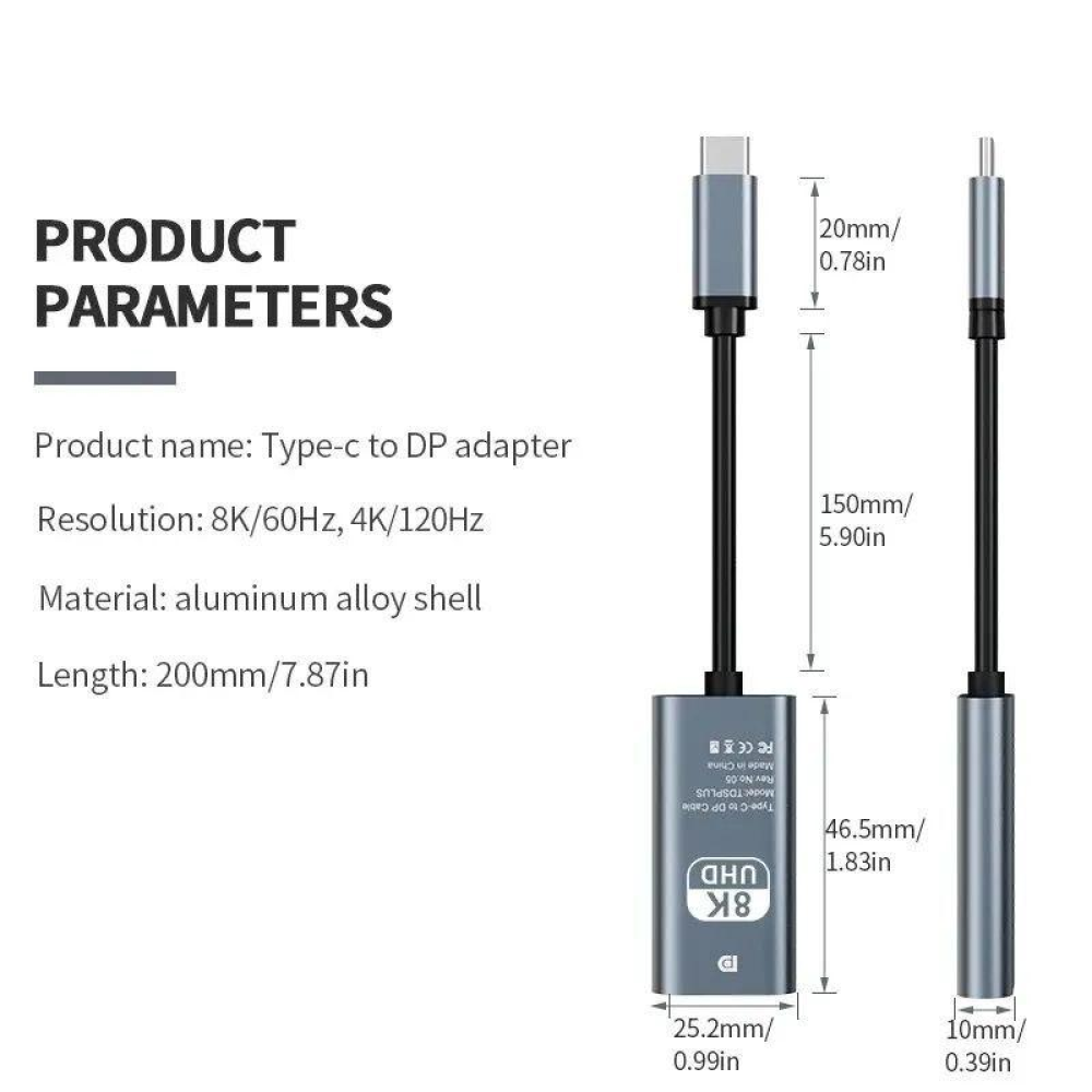 Адаптер перетворювач конвертер  Type-C - DisplayPort 8K 60Hz SmartGo