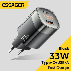 Мережевий зарядний пристрій Essager 33W GAN  Display JT-P18  чорне
