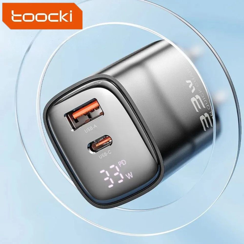 Мережевий зарядний пристрій Toocki 33W GAN Display Type-c USB