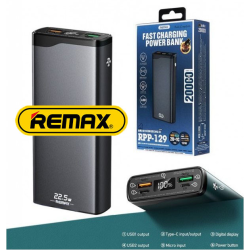 Powerbank 20000mAh 22.5W  Remax RPP-129  QC3.0 PD Швидка зарядка. Металевий корпус