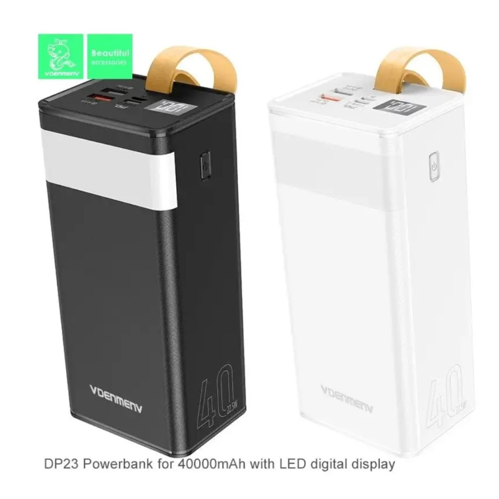 Powerbank 40000 mAh Denmen DP23  (DC5V/2.1A)  li-polymer + ліхтар. Чорний