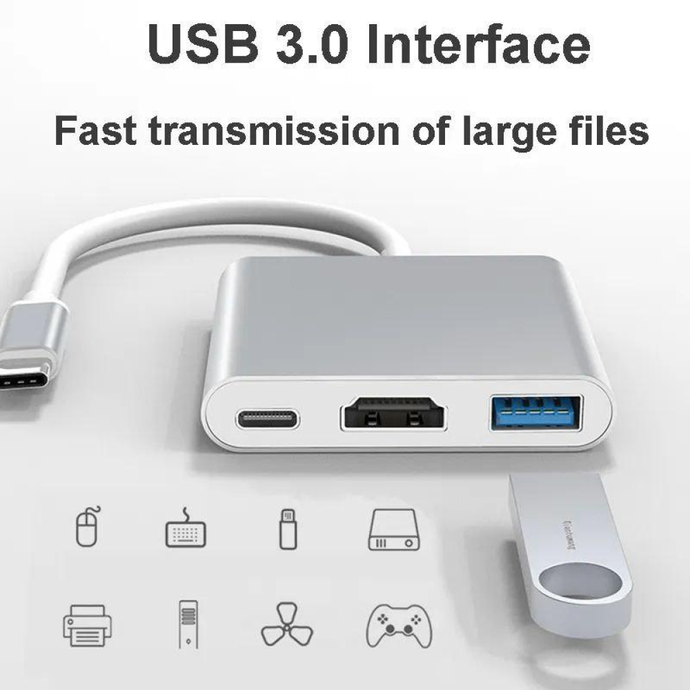 Адаптер перетворювач конвертер Type-C - HDMI USB Type-C 4K. Перехідник Type-C - HDMI SmartGo