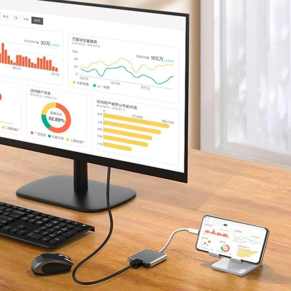 Адаптер перетворювач конвертер Type-C - HDMI USB Type-C 4K. Перехідник Type-C - HDMI SmartGo
