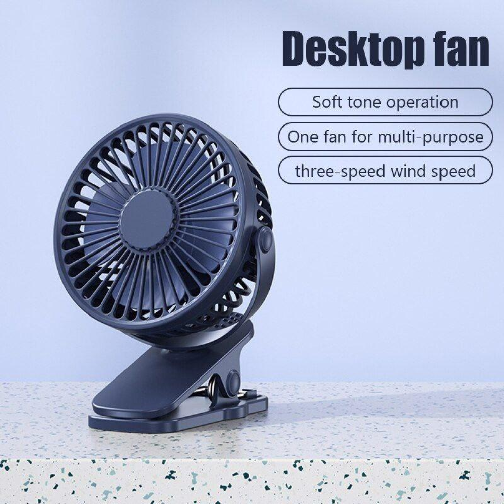 USB вентилятор портативний Cool Wind темно-синій, можливість встановити акумулятор 18650