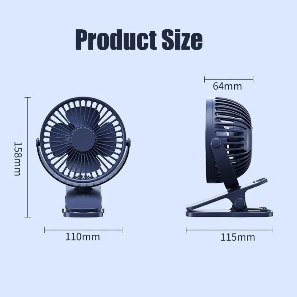 USB вентилятор портативний Cool Wind темно-синій, можливість встановити акумулятор 18650