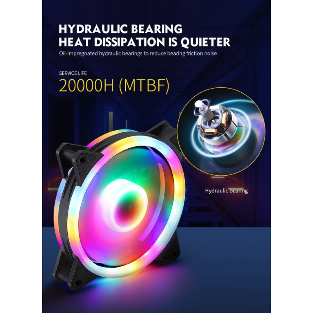 Вентилятор 120мм INPLAY M10 Rainbow  RGB 3pin+Molex 1200RPM Кулер 120 мм