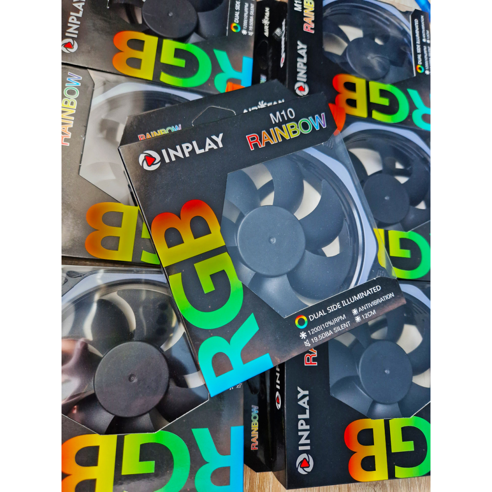 Вентилятор 120мм INPLAY M10 Rainbow  RGB 3pin+Molex 1200RPM Кулер 120 мм