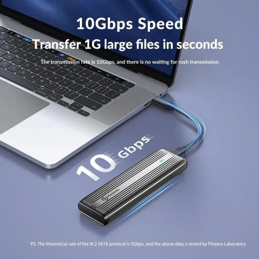 Зовнішня кишеня NVME NGFF m.2 SSD USB 3.0 + Type-C PHIXERO PXPWEM2-G2-GY-BP