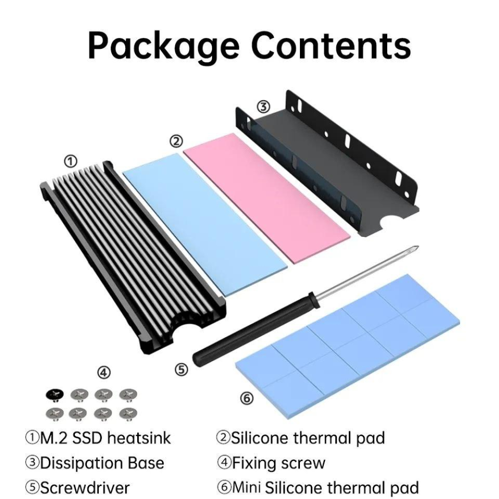 Радіатор охолодження SSD M.2  2280 + термопрокладки Jeyi Cool Cold Silver сумісність із PS5