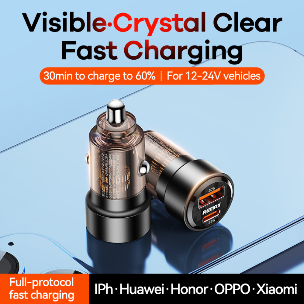 Автомобільний зарядний пристрій 75W REMAX Walking Series PD+QC 1C+1A Fast Car Charger RCC360