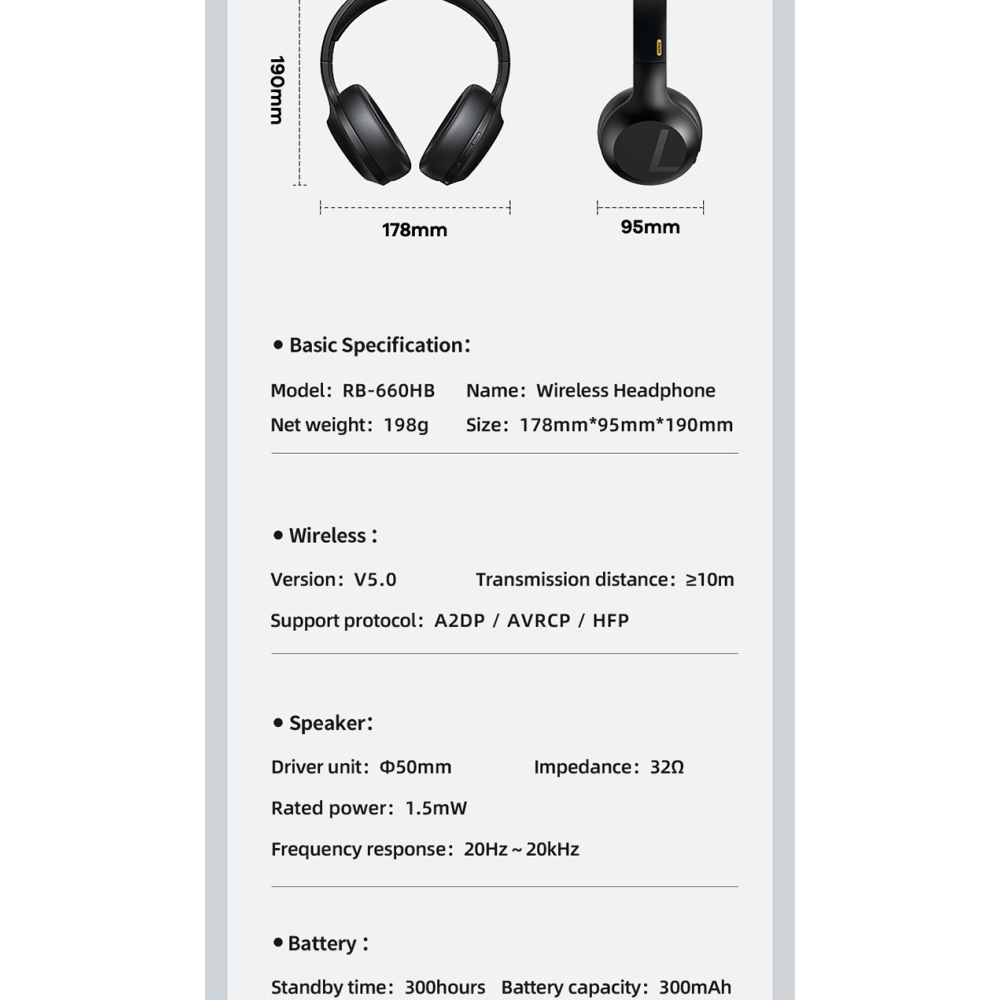 Bluetooth навушники Remax RB-660HB з мікрофоном
