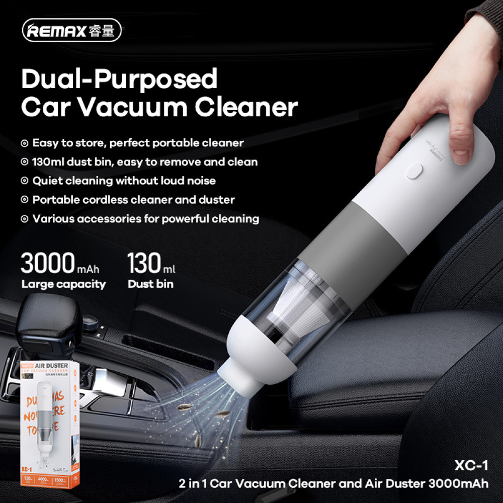 Автомобільний пилосос REMAX Car Vacuum Cleaner and Air Duster  XC-1 портативний