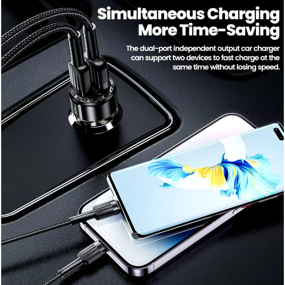 Автомобильное зарядное устройство 60W Toocki PD+QC 1C+1A Fast Car Charger