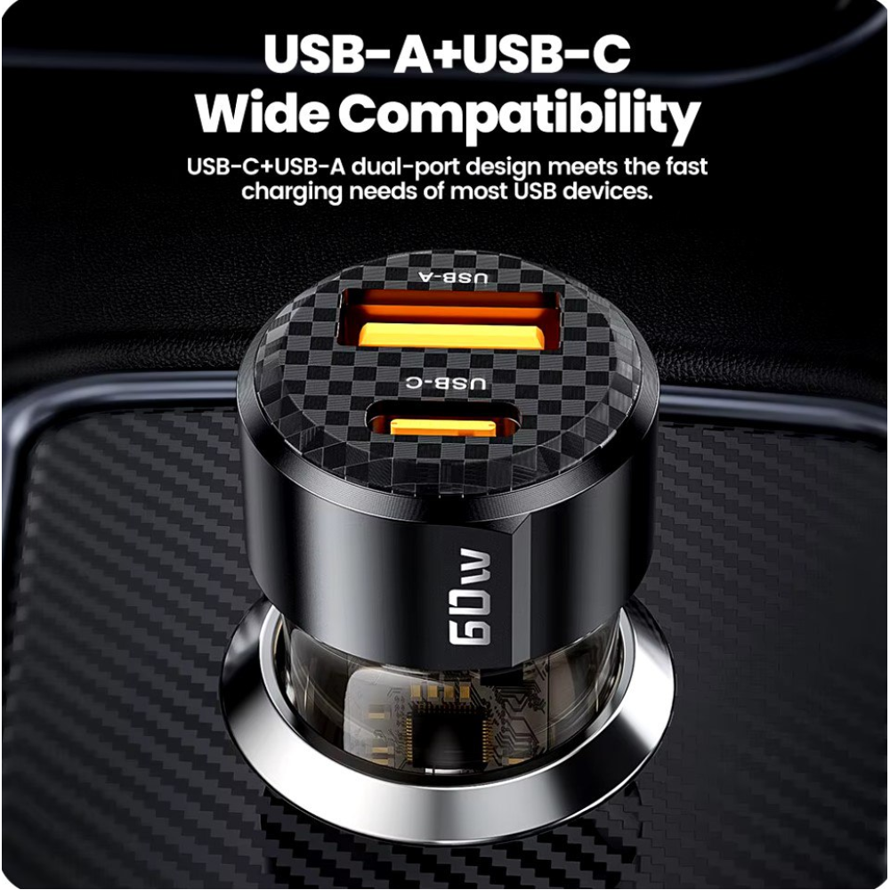 Автомобильное зарядное устройство 60W Toocki PD+QC 1C+1A Fast Car Charger