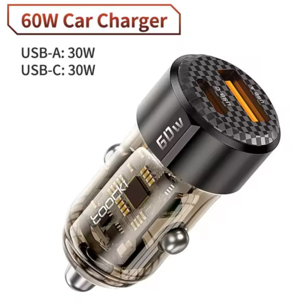 Автомобильное зарядное устройство 60W Toocki PD+QC 1C+1A Fast Car Charger