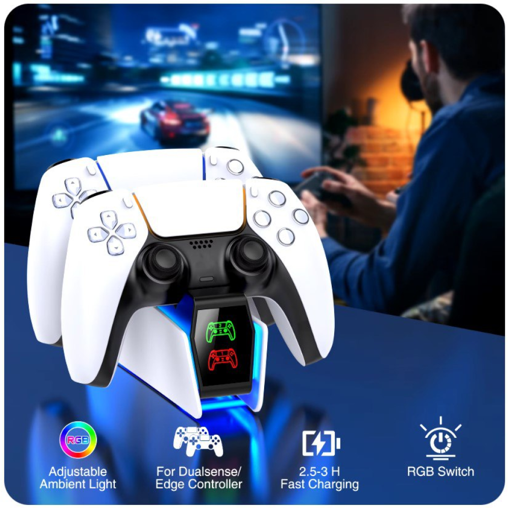 Зарядна док-станція з RGB-підсвіткою для PlayStation 5 PS5