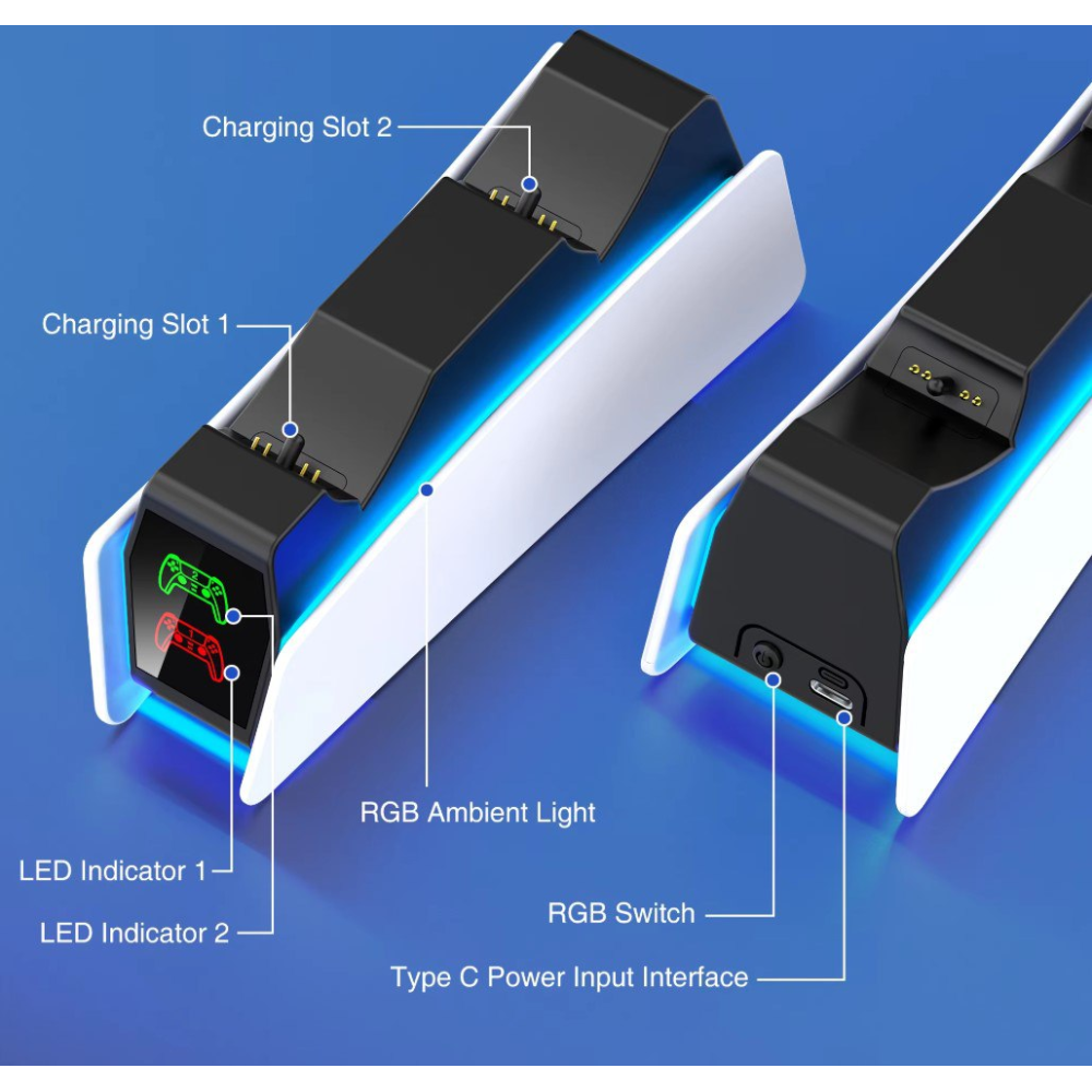 Зарядна док-станція з RGB-підсвіткою для PlayStation 5 PS5